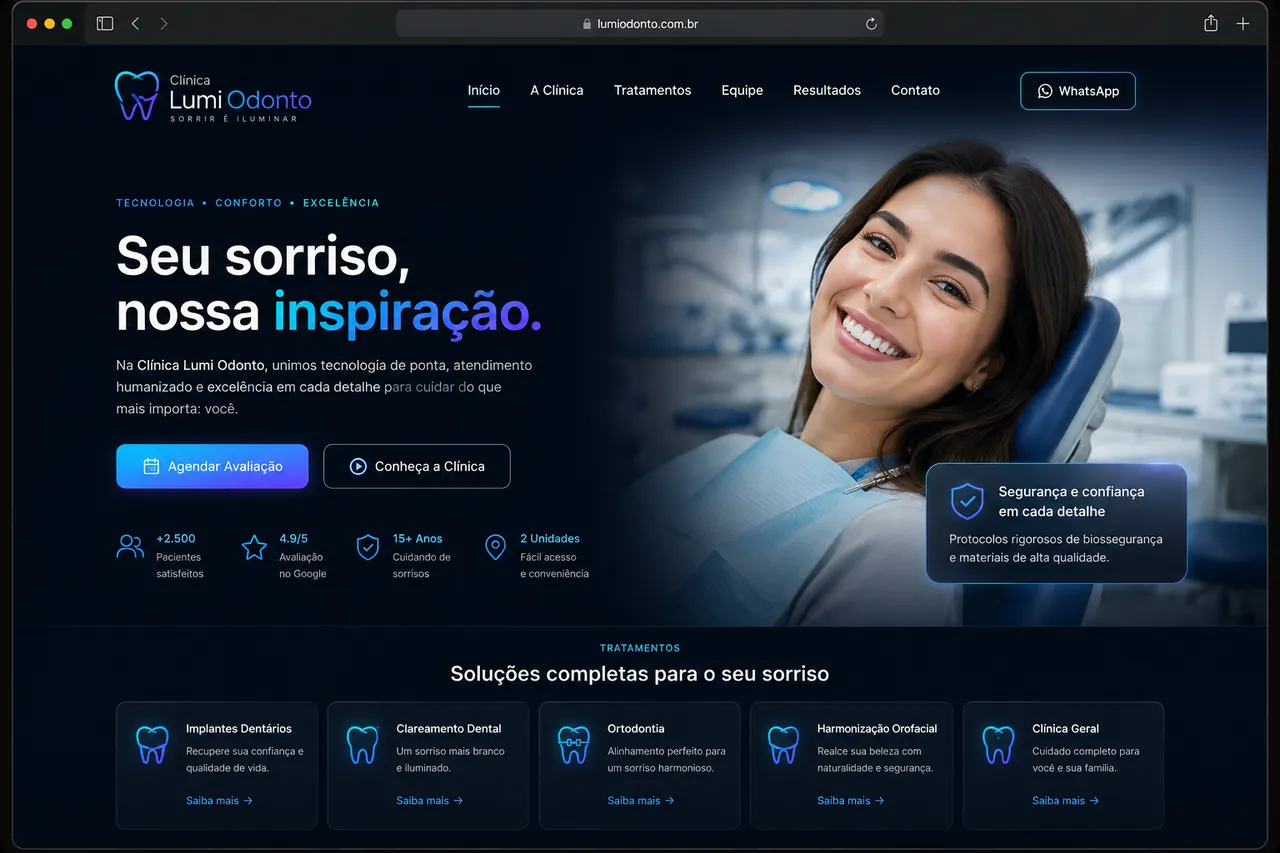 Mockup de site odontológico